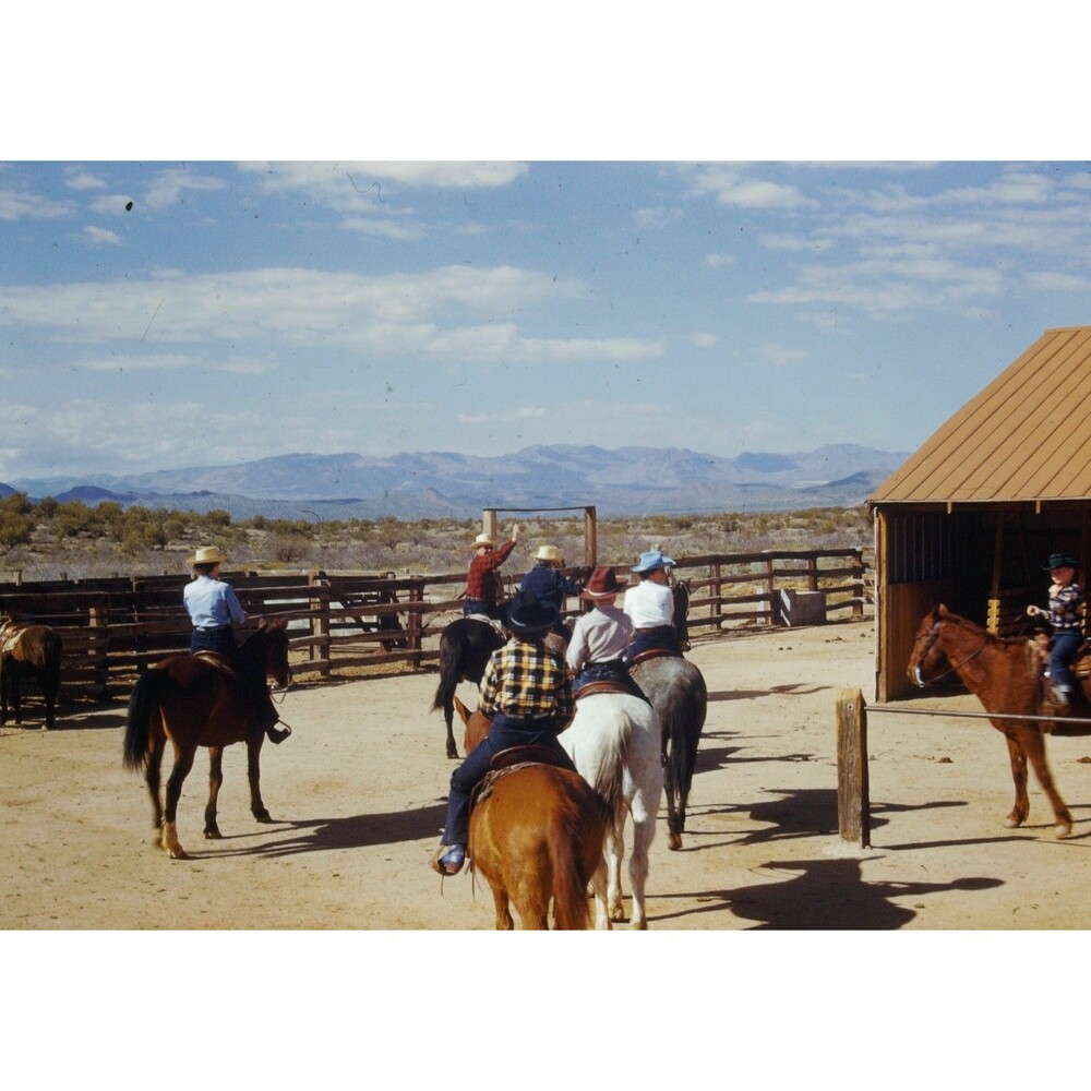 Kodak Slide 1950s Red Border Kodachrome Group Going For a Trail Ride, Arizona